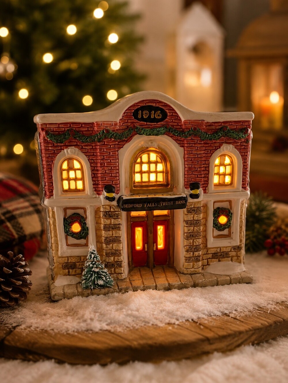 1994 Bedford Falls Trust & Savings Bank It's a Wonderful Life Lighted Village - Picture 1 of 9